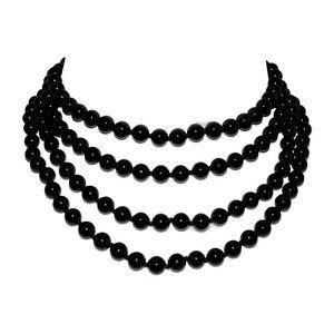 Black Onyx Beaded Flapper Rope Necklace Alberto Ju